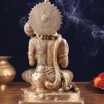 Pure Brass Blessing Hanuman Statue | 11.5" x 7.3" x 6" (29.2 x 18.5 x 15.2 cm) | 5.6 kg Premium Sacred Art | Divine Grace Murti | Temple Grade